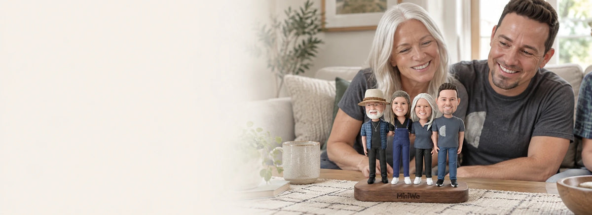 A family with a shared miniature keepsake