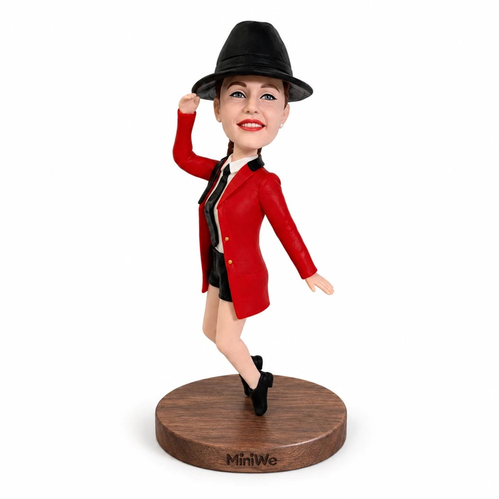 One Person figurine on a walnut base